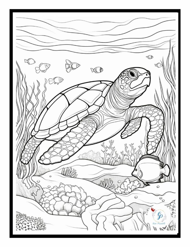 100+ Turtle Coloring Pages Free Printable Part 109