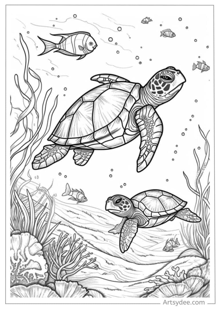 100+ Turtle Coloring Pages Free Printable Part 23