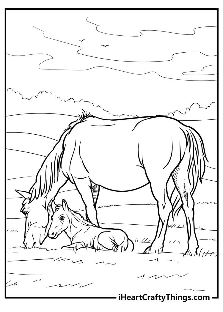 130+ Coloring Pages Horses Part 4