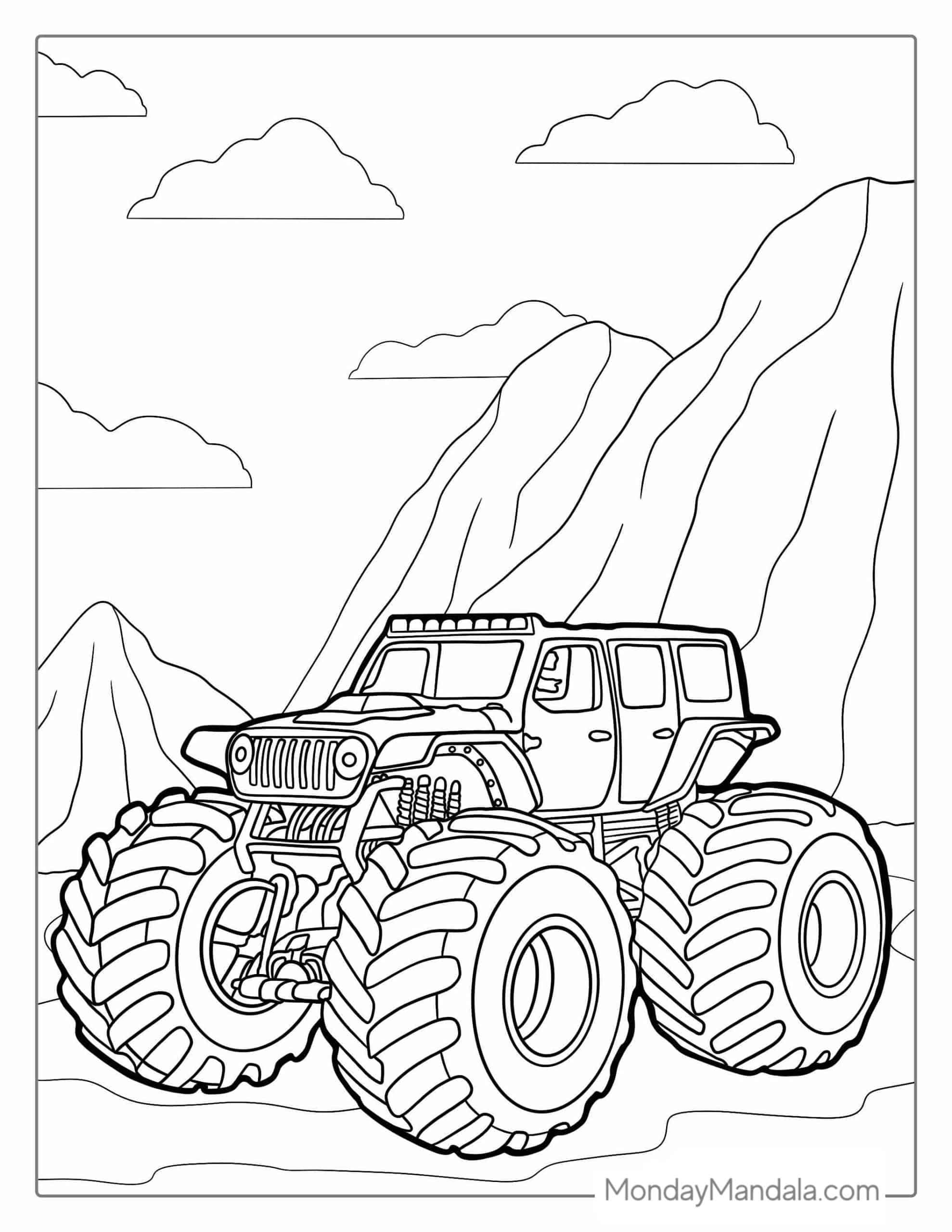 99+ Monster Trucks Printable Coloring Pages 132