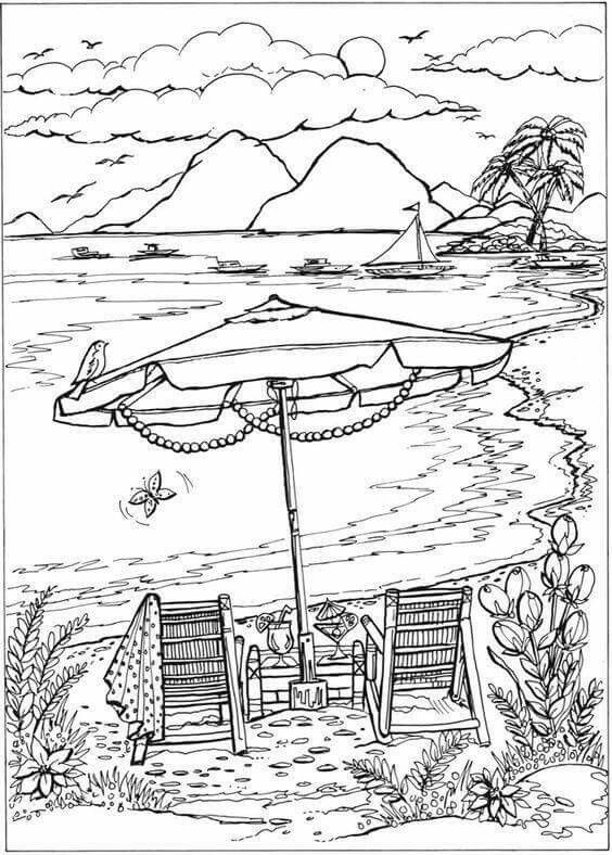 120+ Beach Coloring Pages 56