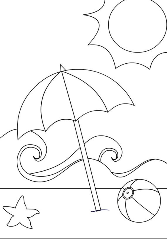 120+ Beach Coloring Pages 78