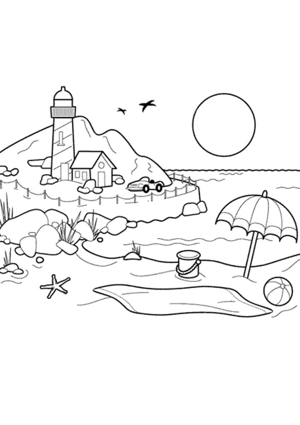 120+ Beach Coloring Pages 96