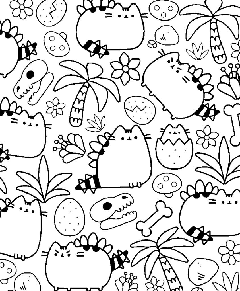 60+ Pusheen Coloring Pages Free Printable 48