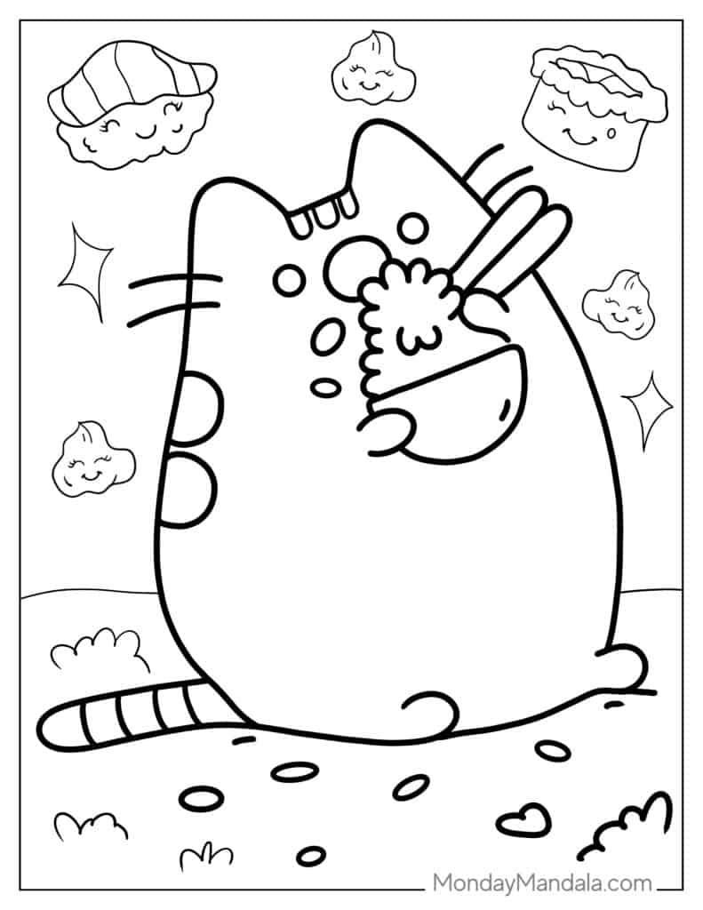 60+ Pusheen Coloring Pages Free Printable 54