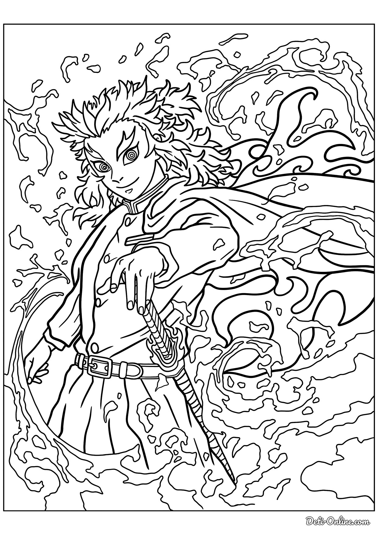 118+ Rengoku Demon Slayer Coloring Pages Printable 113