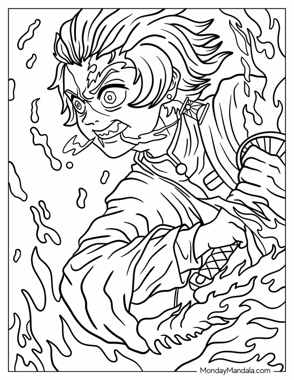 118+ Rengoku Demon Slayer Coloring Pages Printable 20