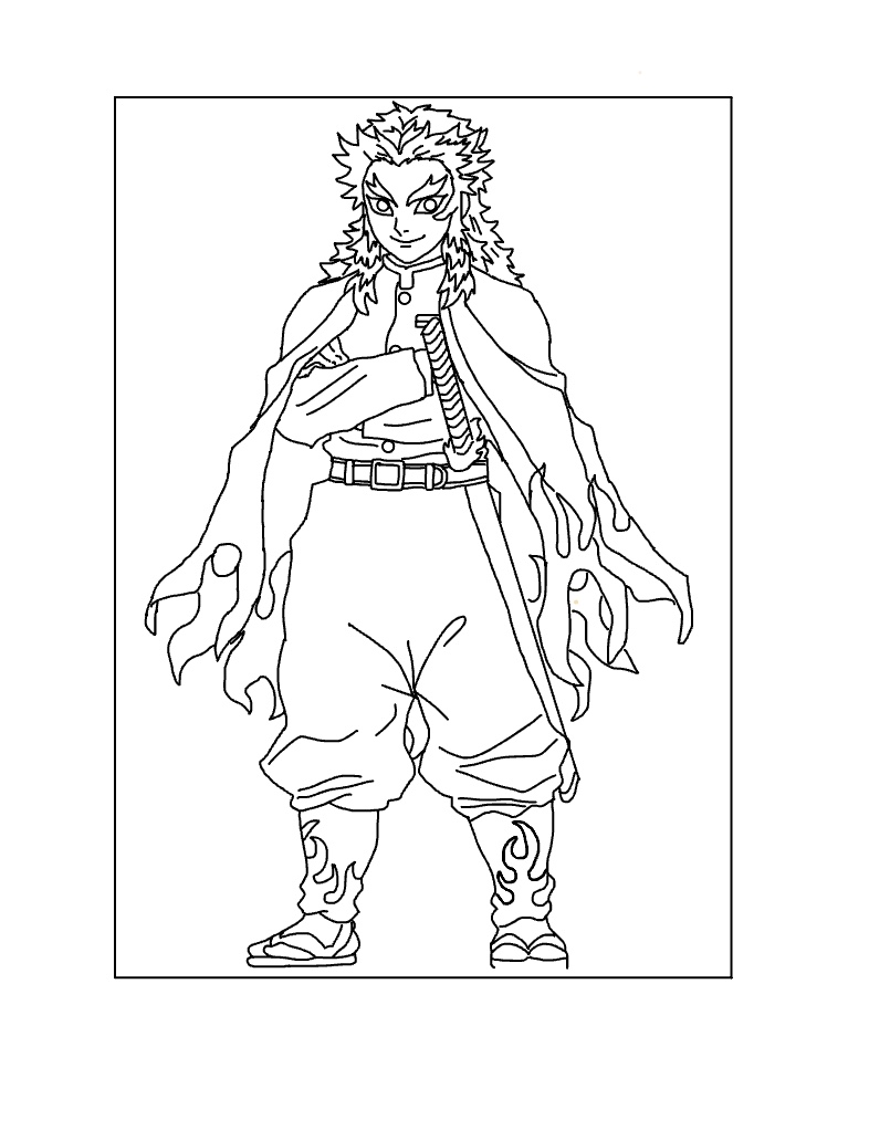 118+ Rengoku Demon Slayer Coloring Pages Printable 54