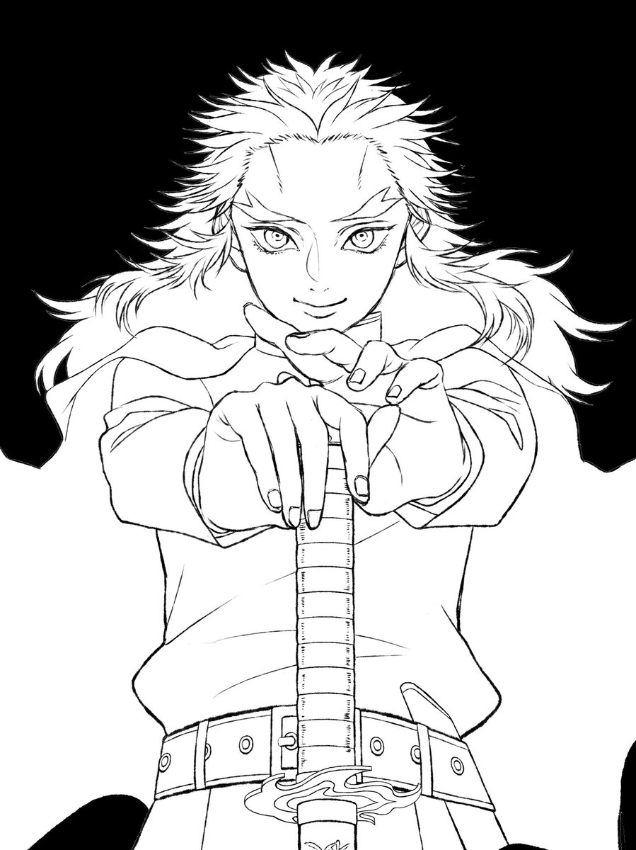 118+ Rengoku Demon Slayer Coloring Pages Printable 61