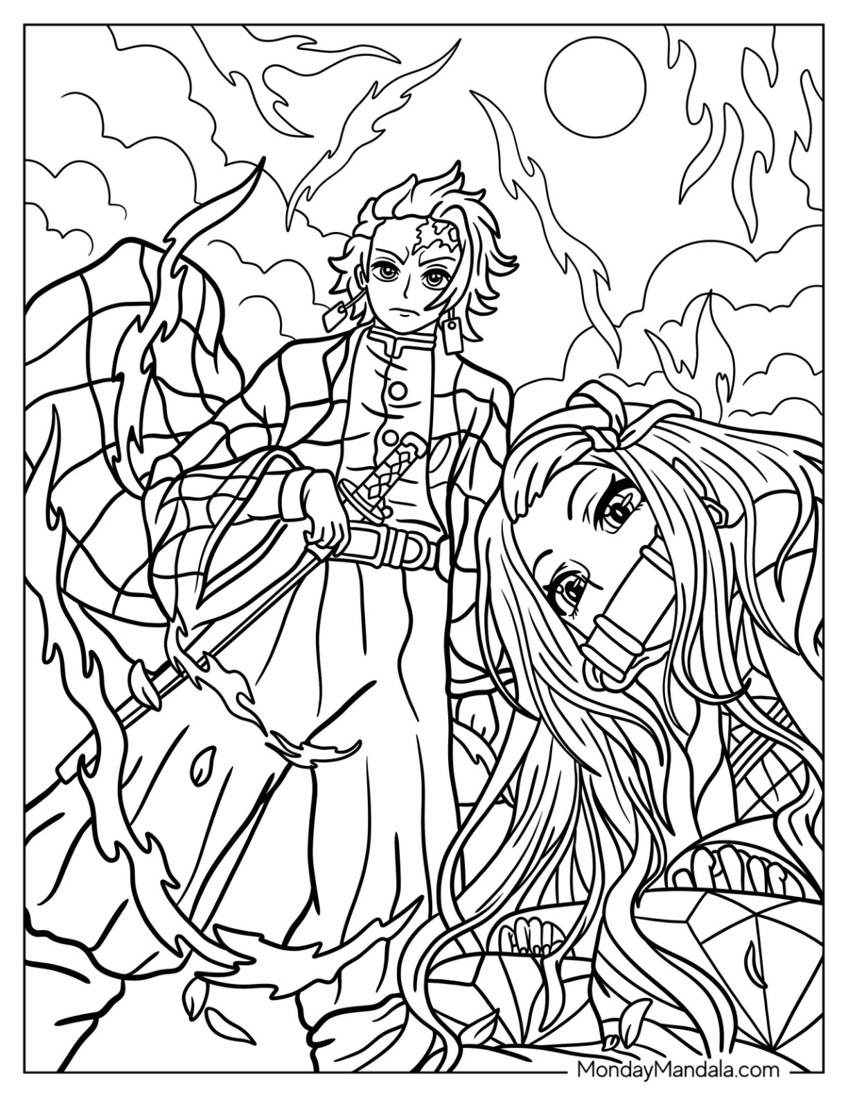 118+ Rengoku Demon Slayer Coloring Pages Printable 87