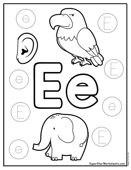 128+ Letter E Coloring Pages Preschool Printable 12