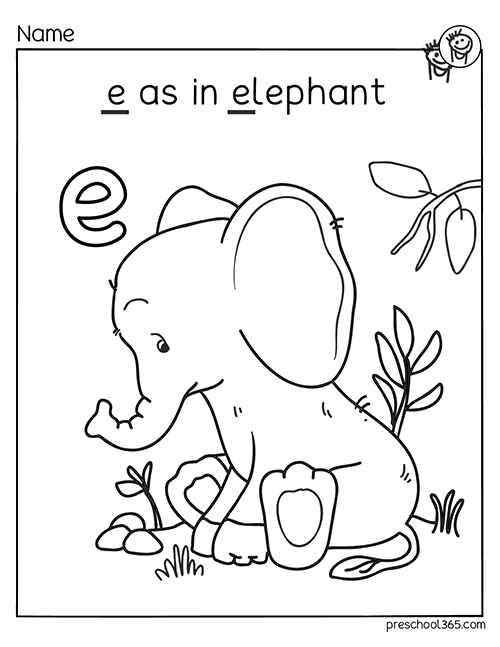 128+ Letter E Coloring Pages Preschool Printable 2