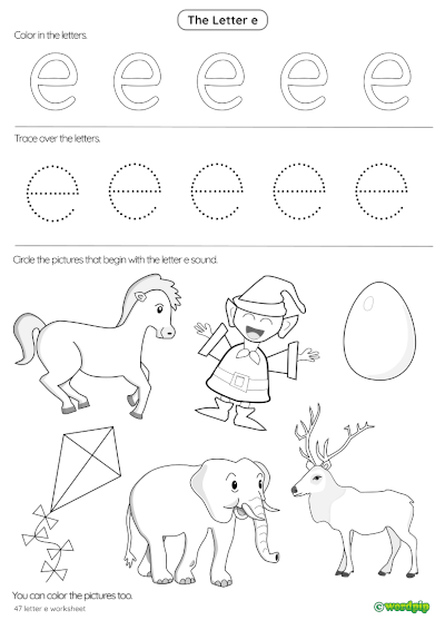 128+ Letter E Coloring Pages Preschool Printable 25