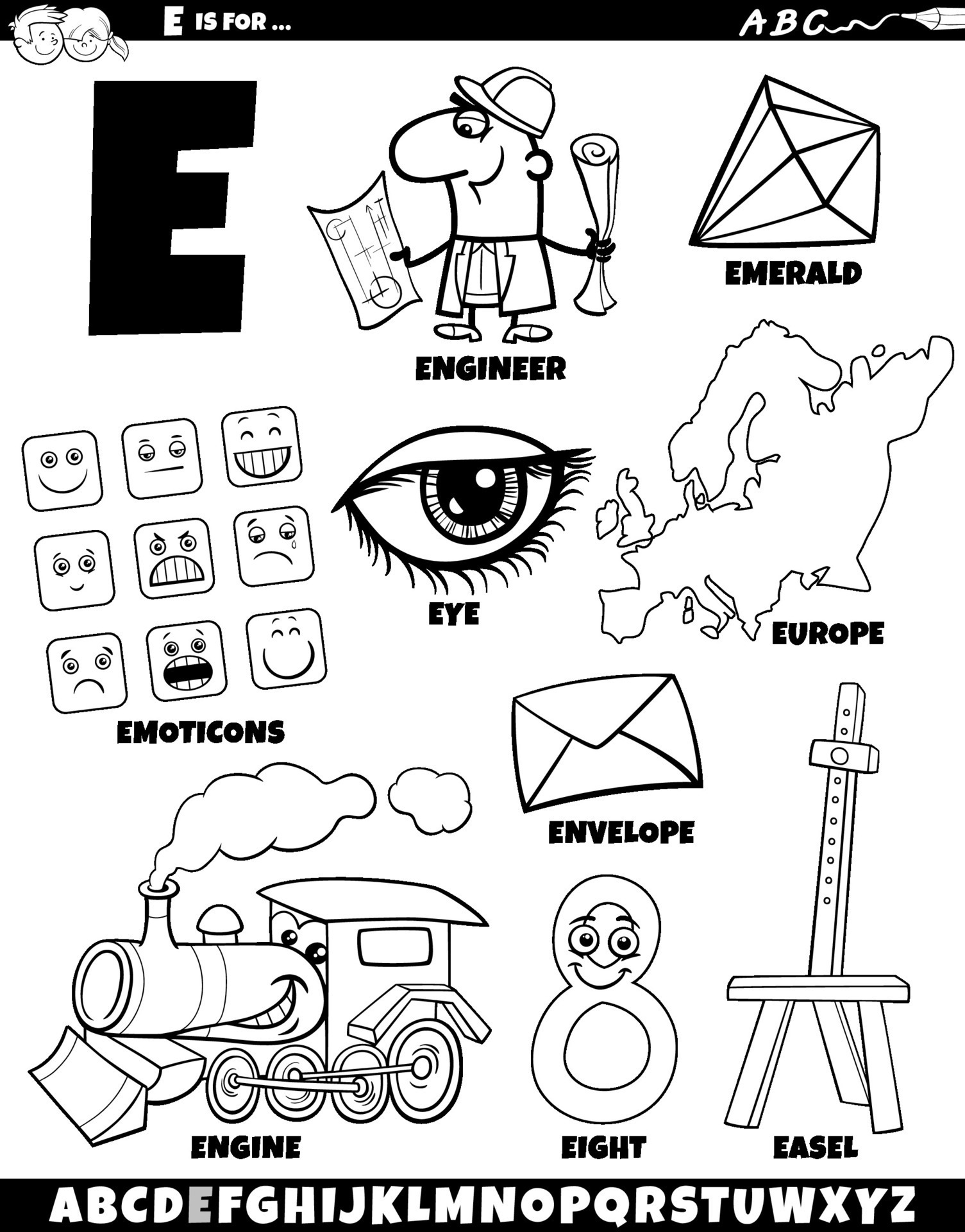 128+ Letter E Coloring Pages Preschool Printable 63