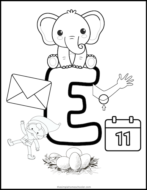 128+ Letter E Coloring Pages Preschool Printable 7