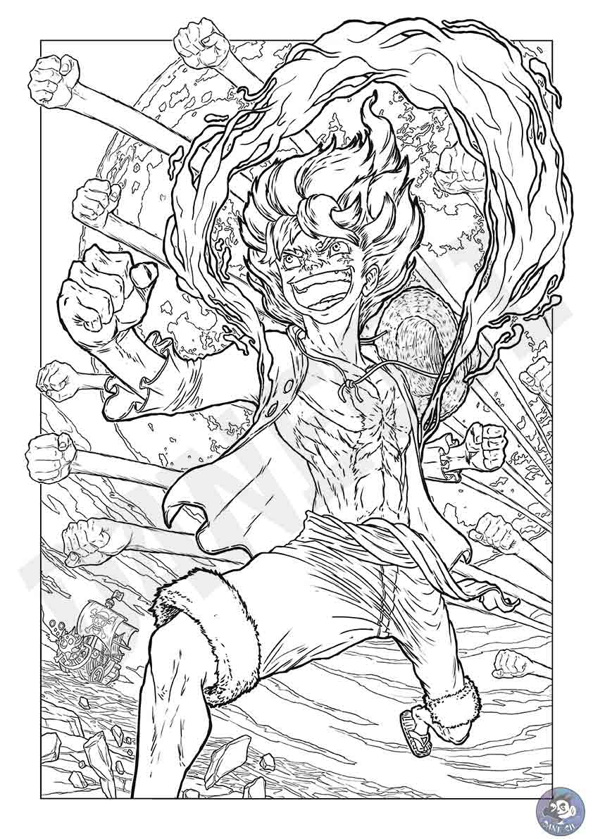 135+ Gear 5 Manga Coloring Pages Printable 74