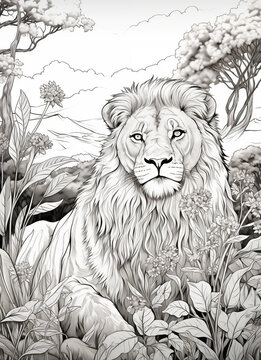 150 Lion Coloring Pages: Roaring Fun for Kids 8