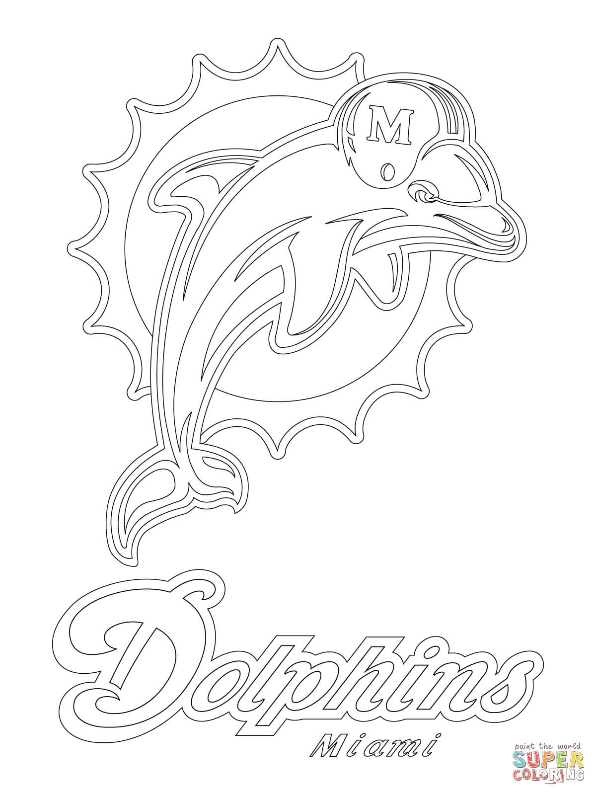 160+ Miami Dolphins Logo Coloring Pages Printable 1