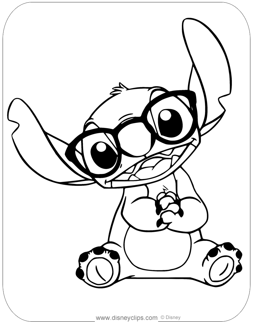 194+ Stitch with Glasses Coloring Page Printable 112