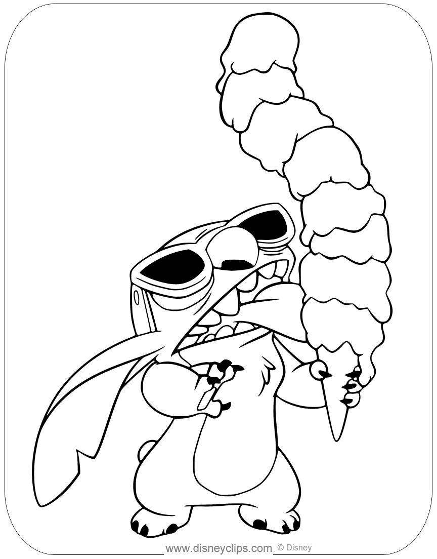 194+ Stitch with Glasses Coloring Page Printable 113