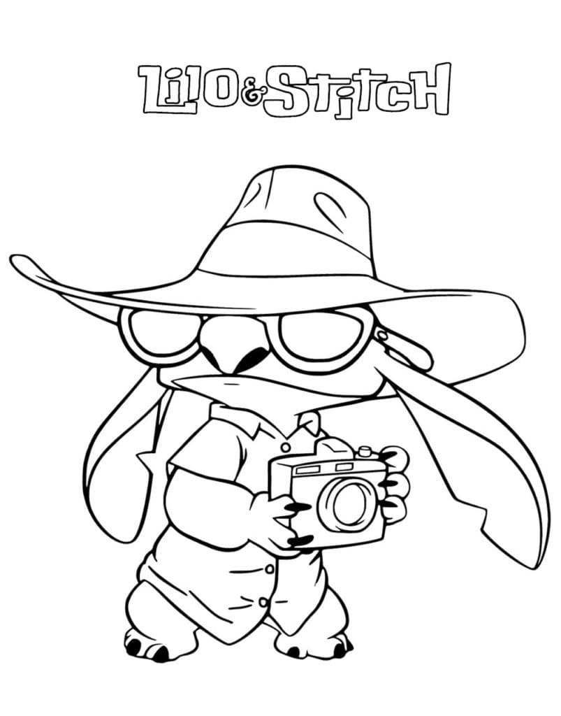 194+ Stitch with Glasses Coloring Page Printable 98