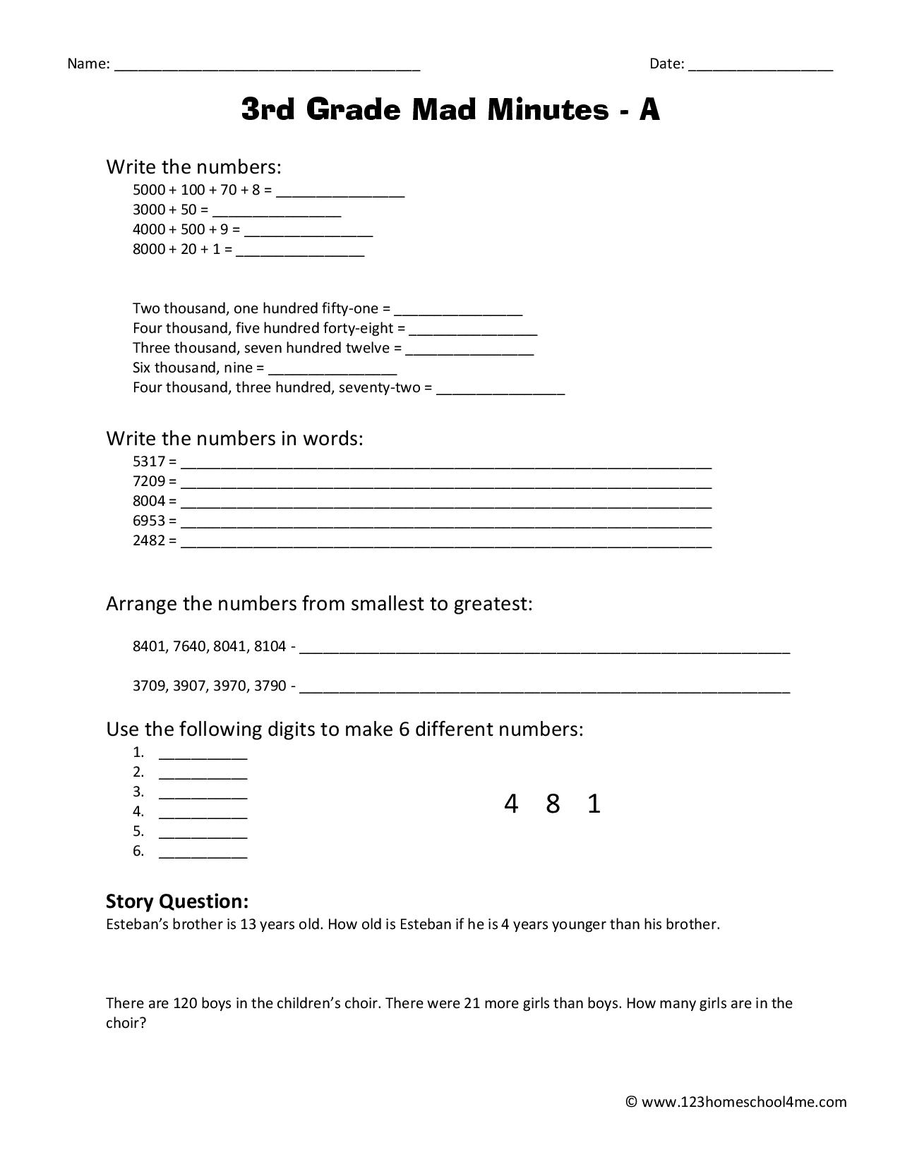 3rd Graders Math Worksheets FREE Printable 135