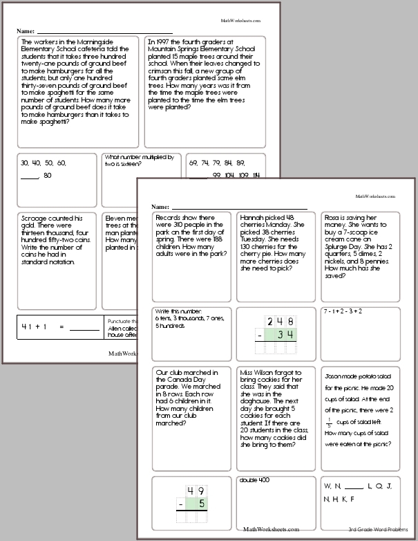 3rd Graders Math Worksheets FREE Printable 34