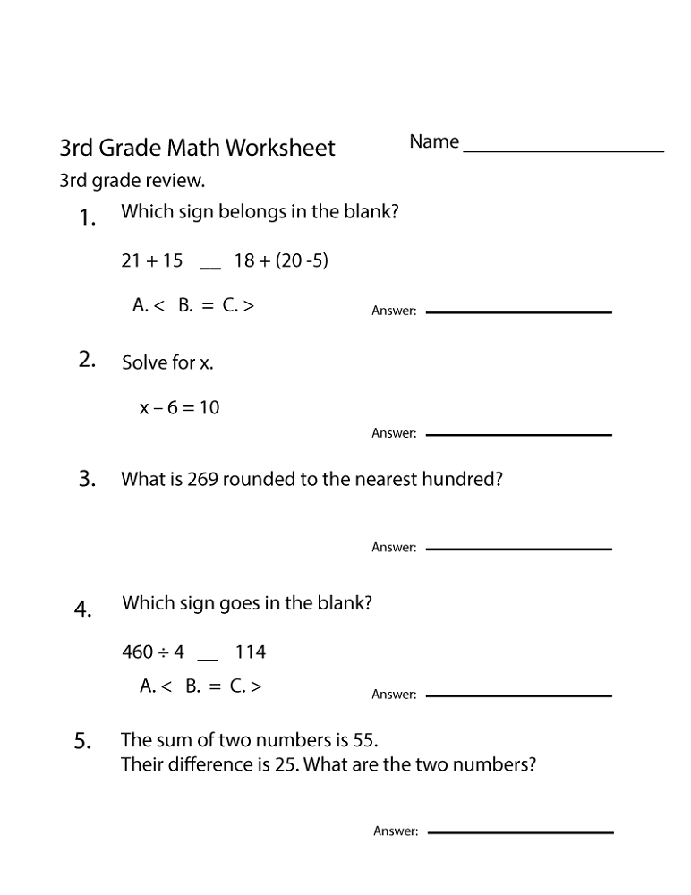 3rd Graders Math Worksheets FREE Printable 53