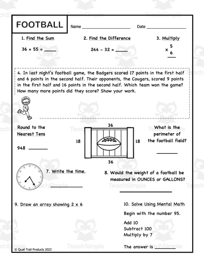 3rd Graders Math Worksheets FREE Printable 61