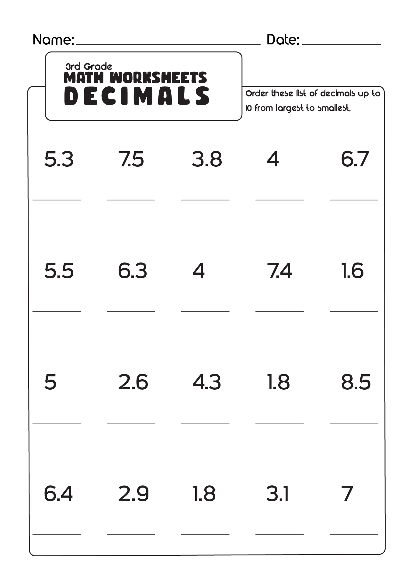 3rd Graders Math Worksheets FREE Printable 94