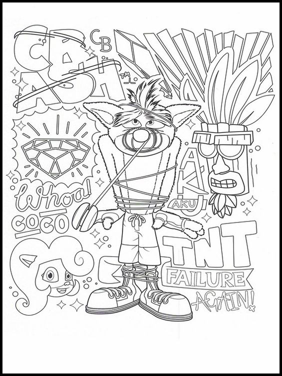 110 Crash Bandicoot Coloring Pages Printable 35