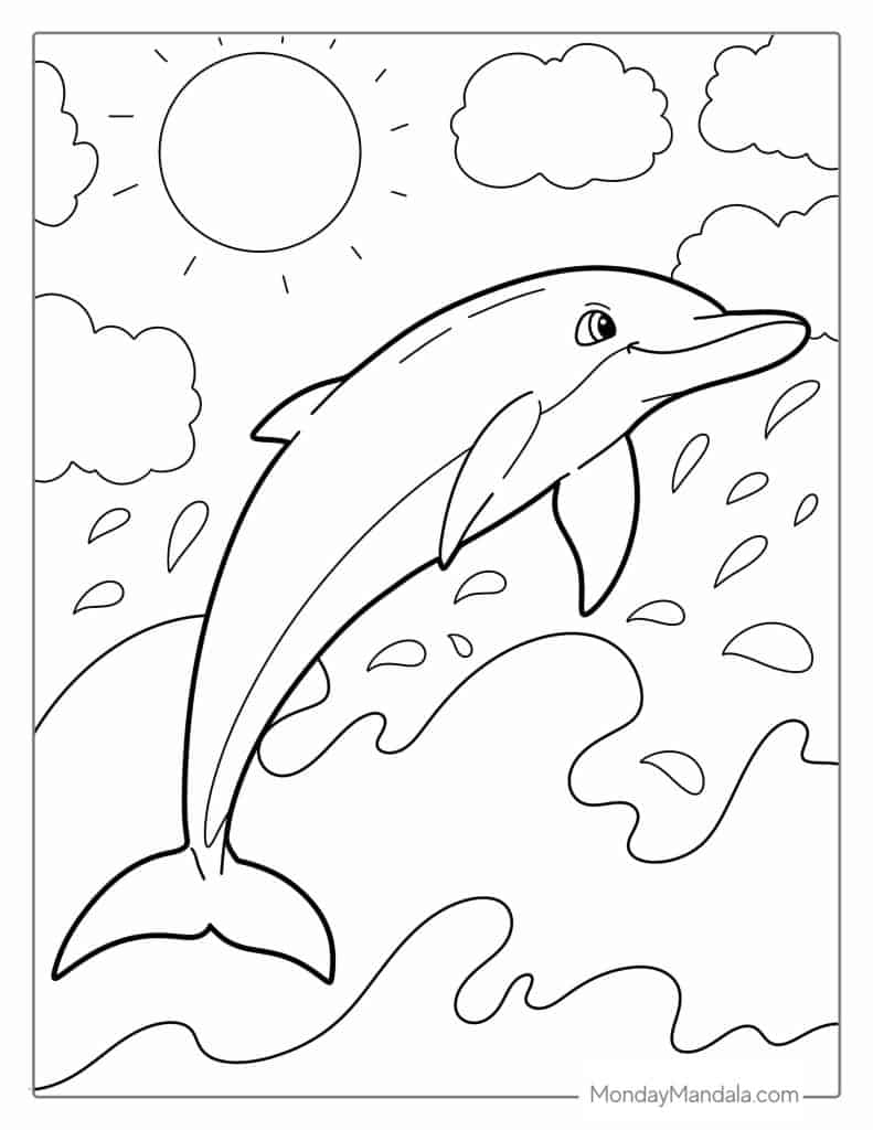 30 Playful Dolphin Coloring Pages Printable 3