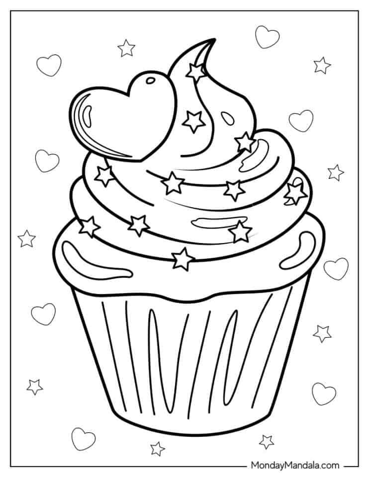 31 Delightful Cupcake Coloring Pages Printable 2