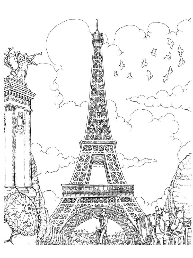 33 Iconic Eiffel Tower Coloring Pages Printable 5