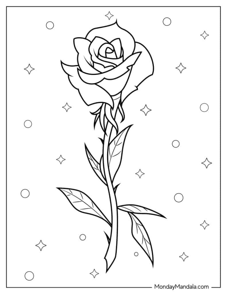 37 Elegant Rose Coloring Pages Printable 11