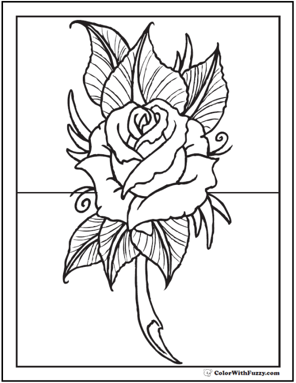 37 Elegant Rose Coloring Pages Printable 12