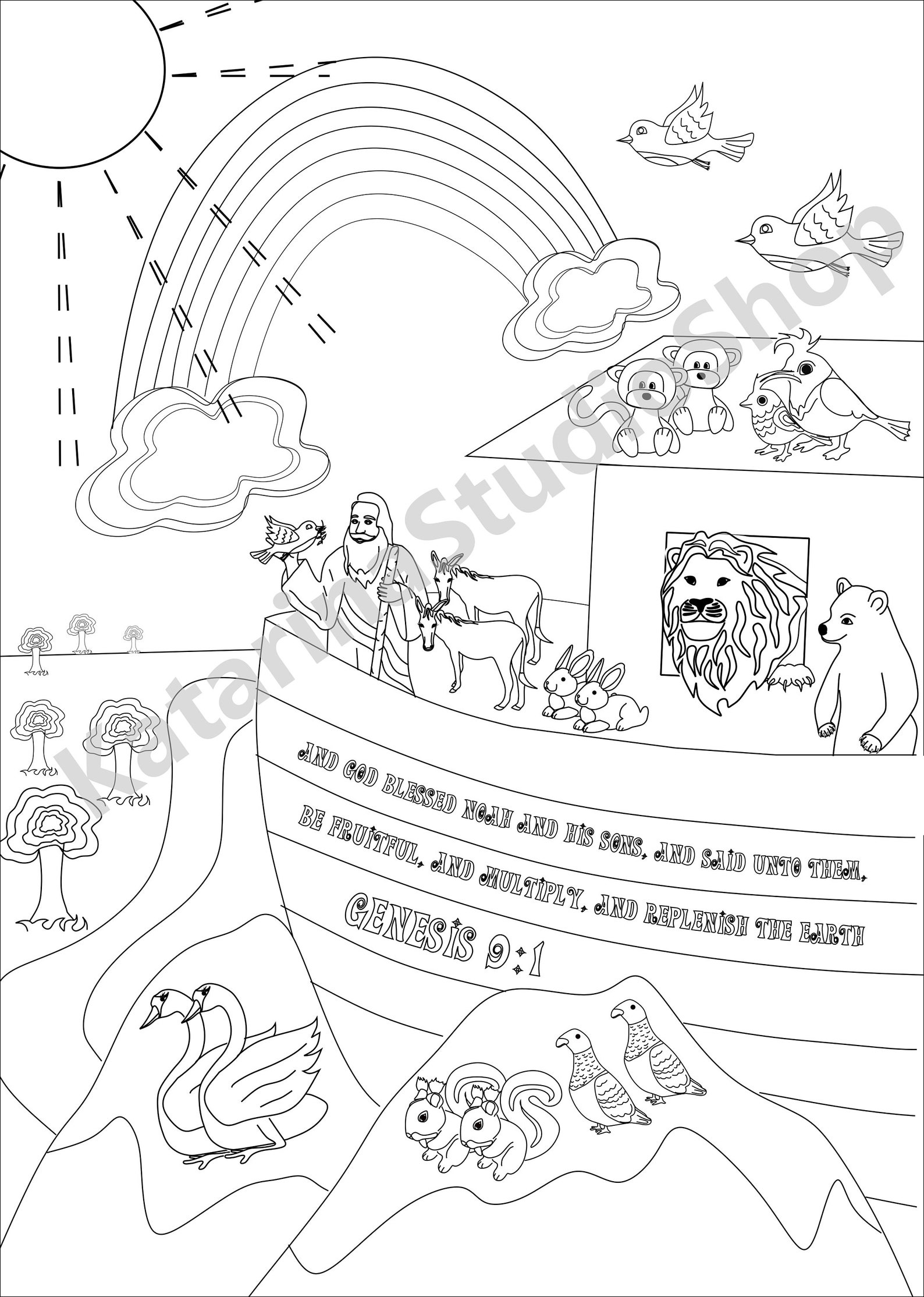 89 Noahs Ark Coloring Pages Printable 37