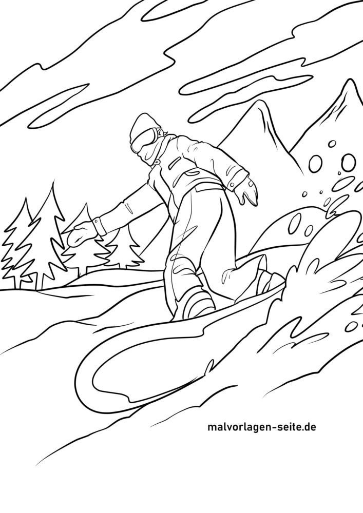 90 Snowboarding Coloring Pages Printable 13