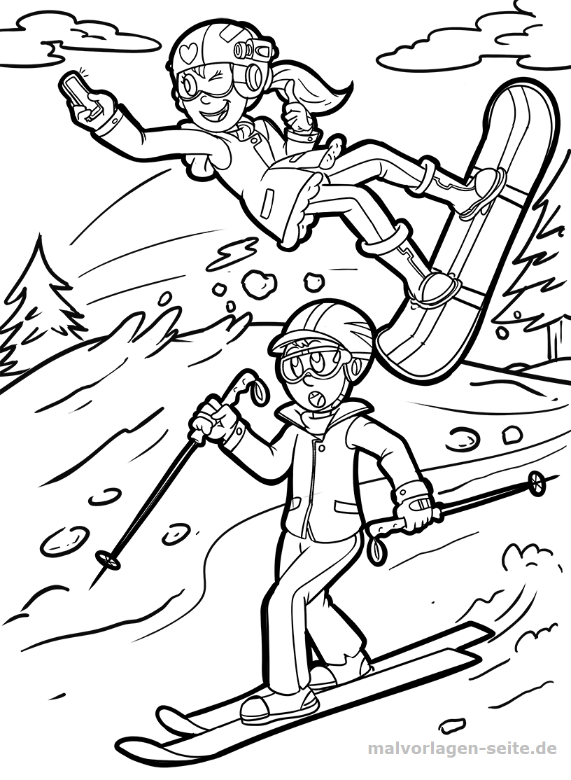 90 Snowboarding Coloring Pages Printable 25