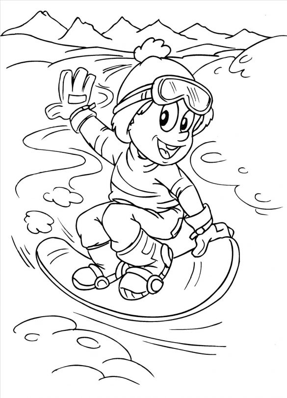 90 Snowboarding Coloring Pages Printable 38