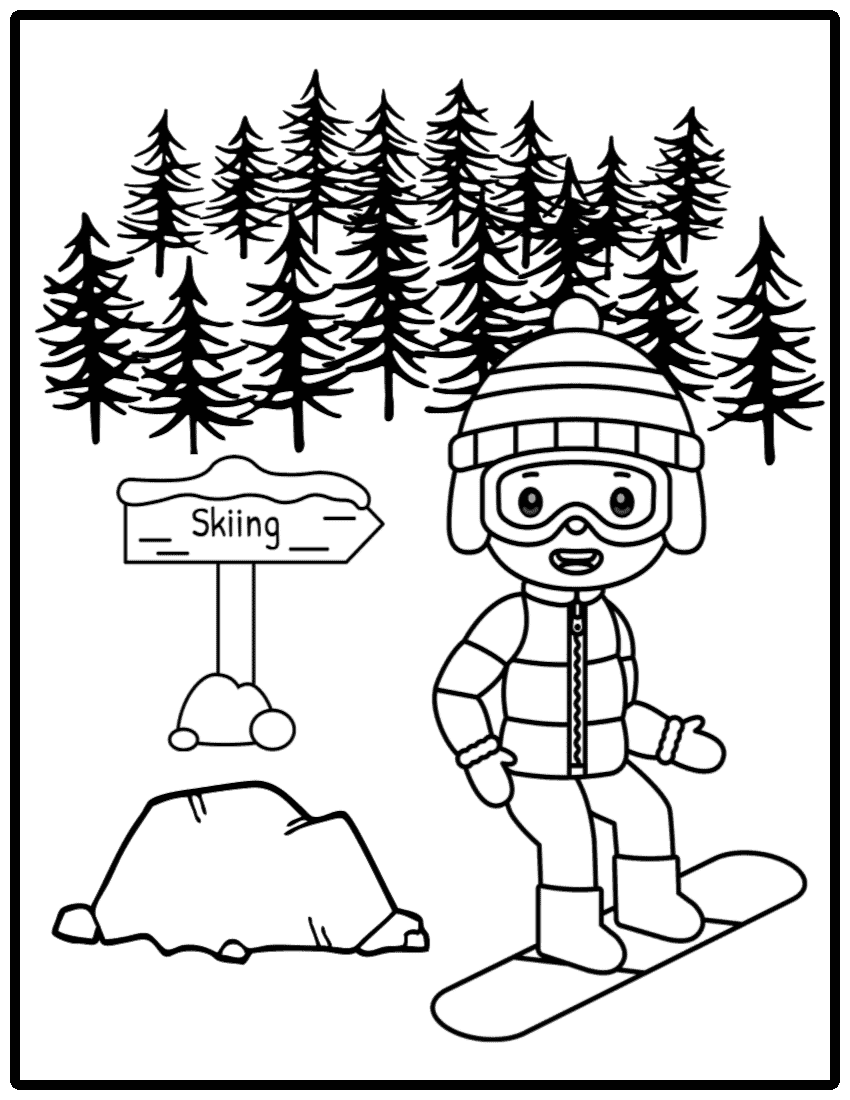 90 Snowboarding Coloring Pages Printable 65