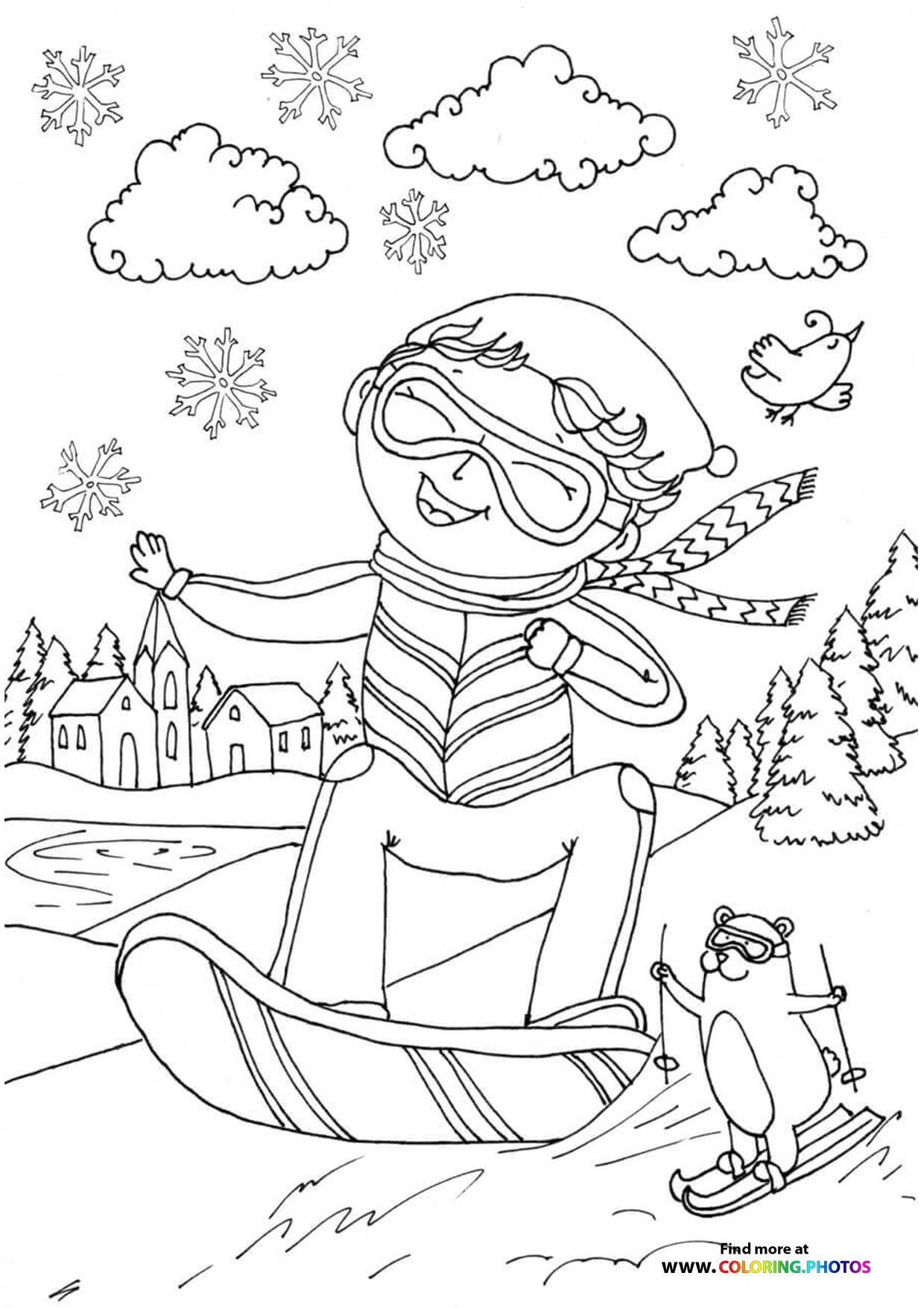 90 Snowboarding Coloring Pages Printable 73