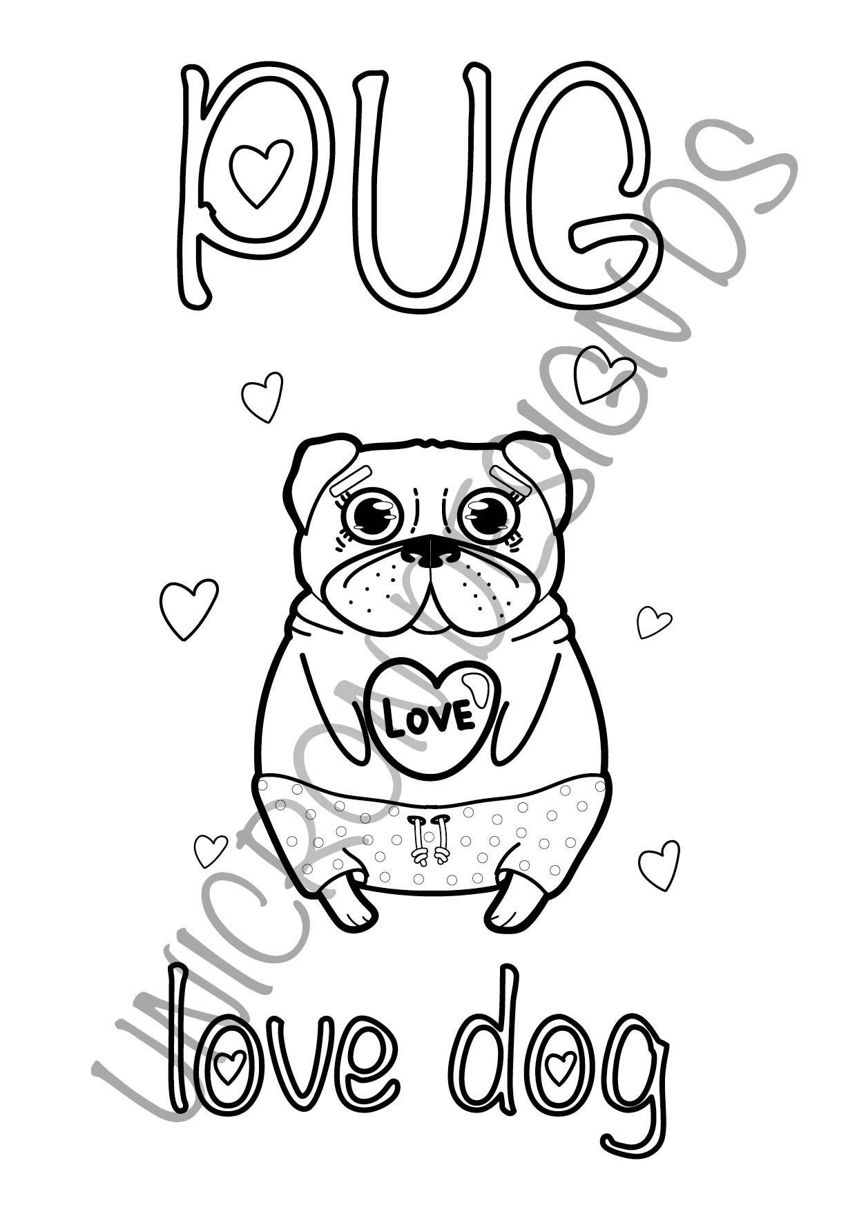 94 Cute Pug Coloring Pages Printable 40