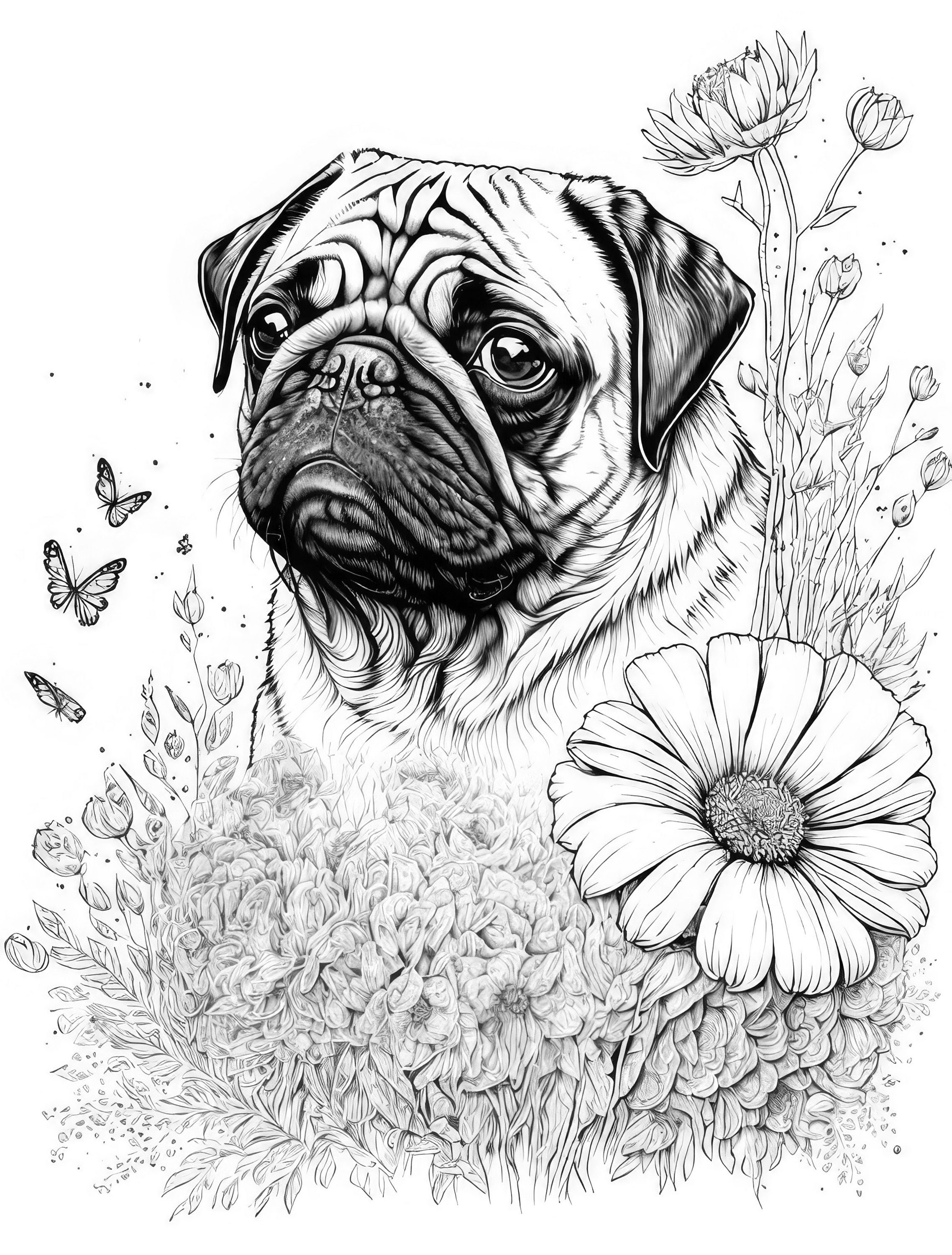 94 Cute Pug Coloring Pages Printable 53