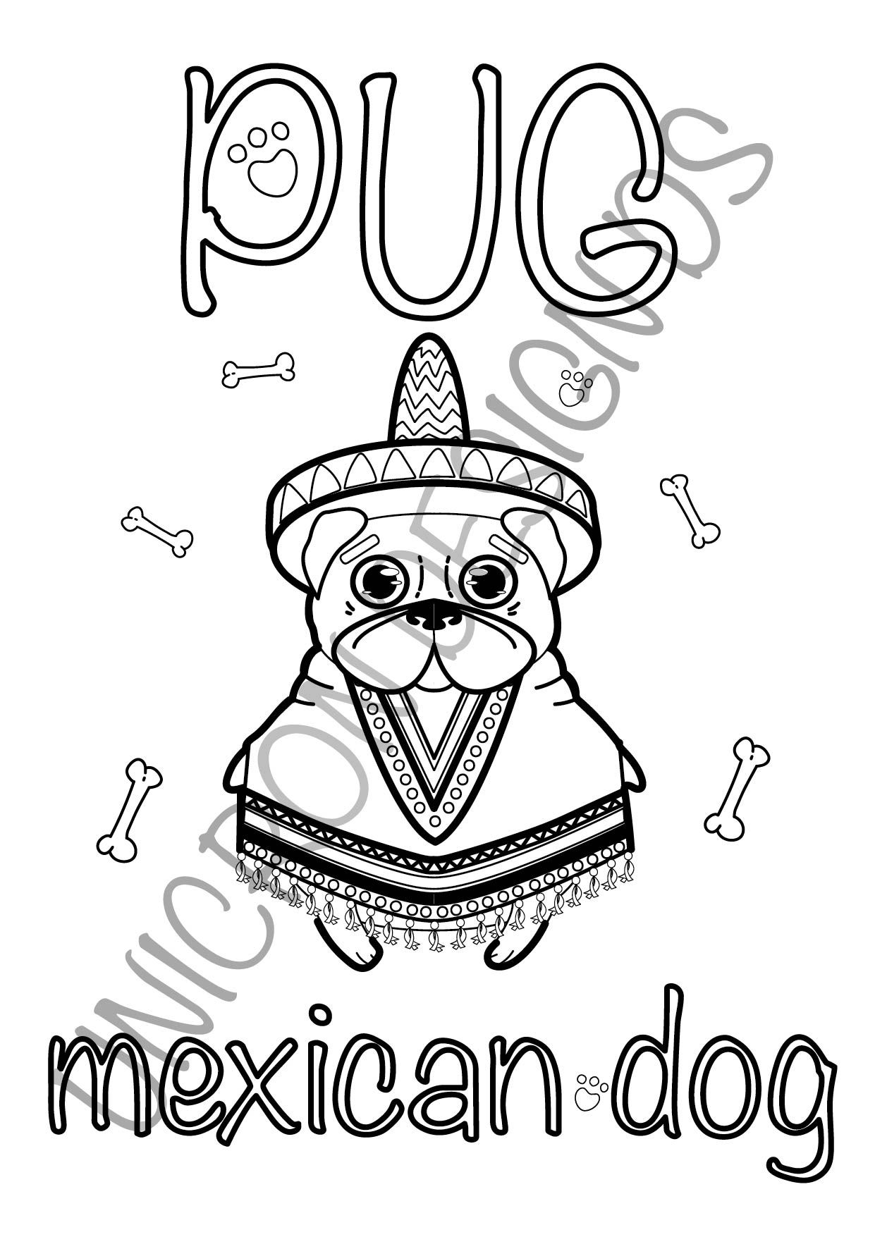 94 Cute Pug Coloring Pages Printable 91