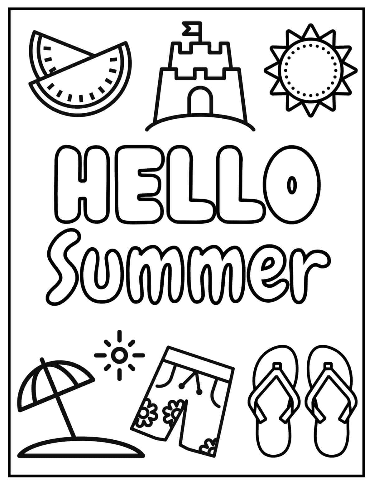 Beach Coloring Pages Printable Sunshine 11