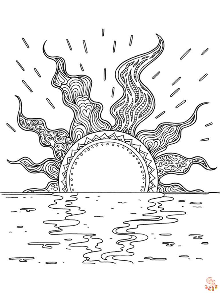 Breathtaking Sunset Coloring Pages Printable 2