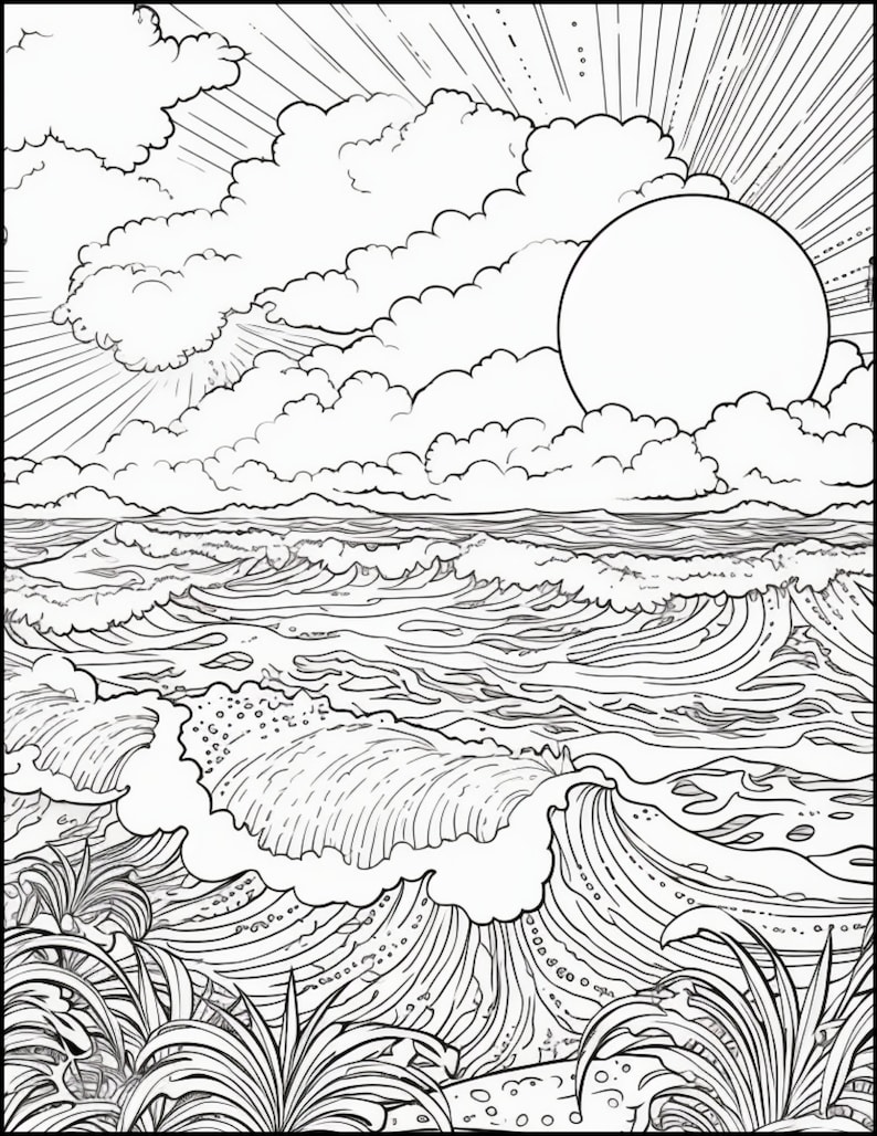 Breathtaking Sunset Coloring Pages Printable 27