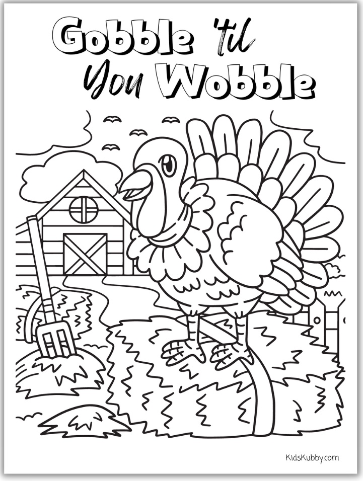 Gobble Gobble Turkey Coloring Pages Printable 10