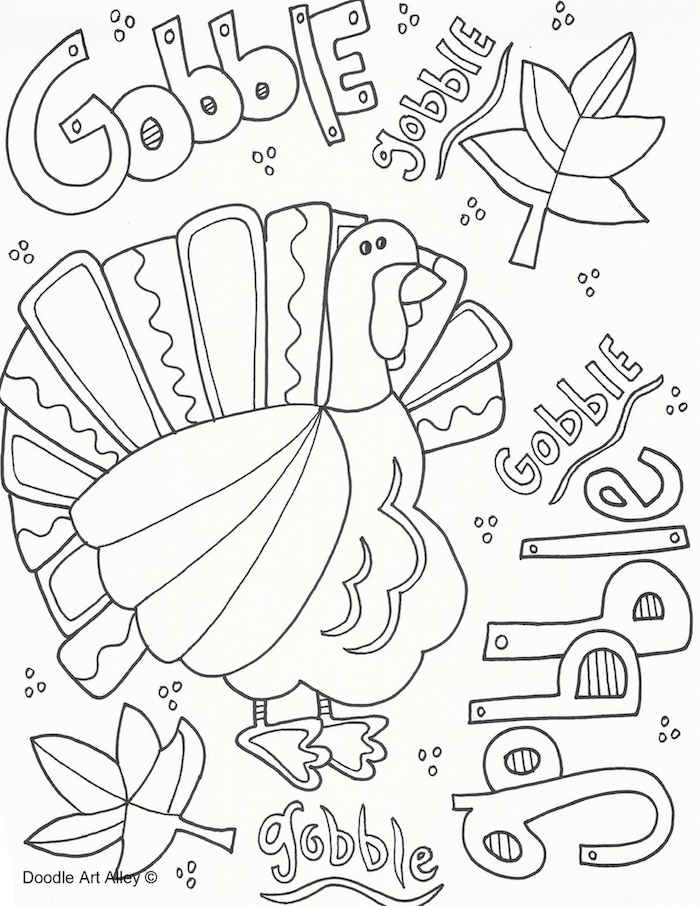 Gobble Gobble Turkey Coloring Pages Printable 2